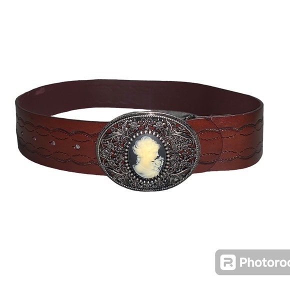 Vintage faux leather regency style thick‎ belt size medium - Picture 1 of 5